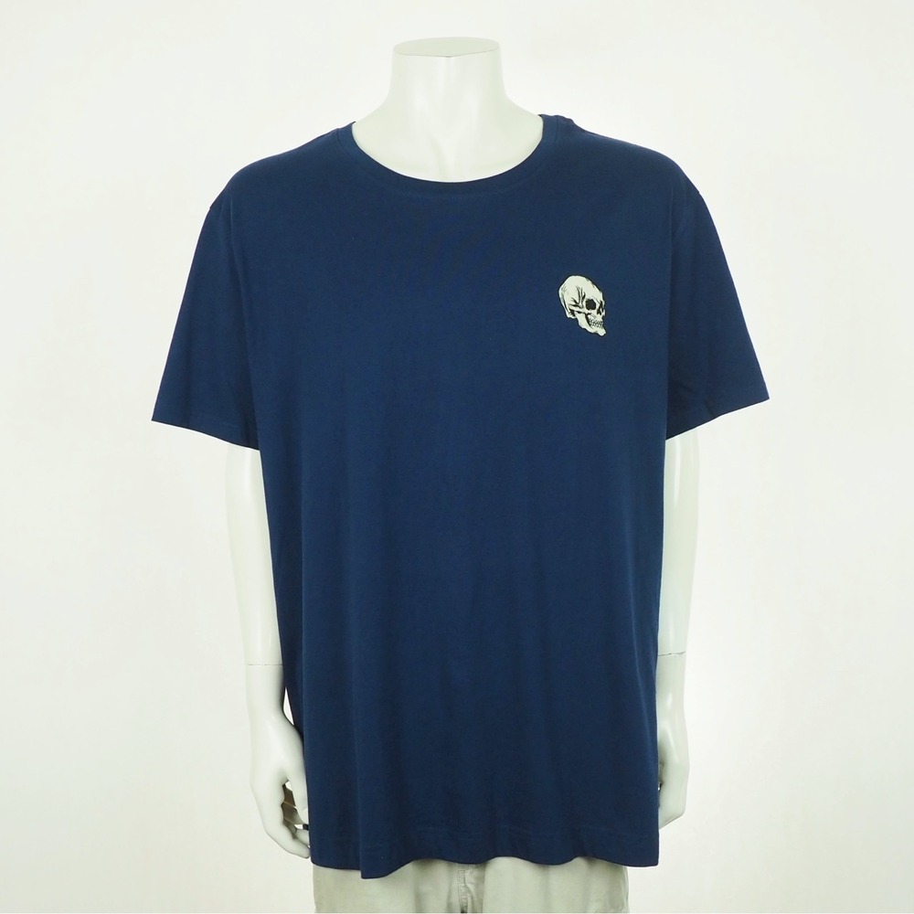 Robert Graham Tee Shirt Mens 2XL XXL Navy Blue Cotton Flask Skull Wisdom Truth